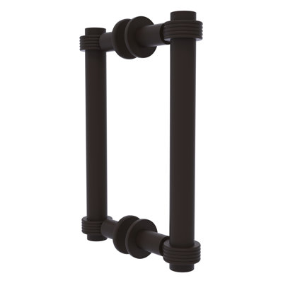 Contemporary  Back to Back Shower Door Pull with Grooved Accent