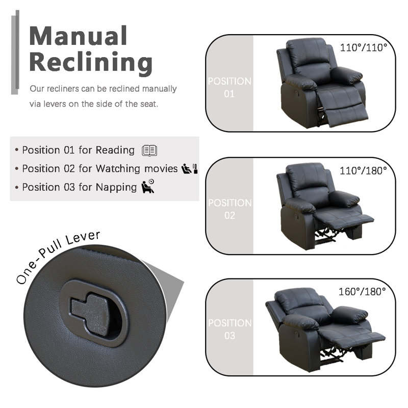 Recliner, Black Faux Leather