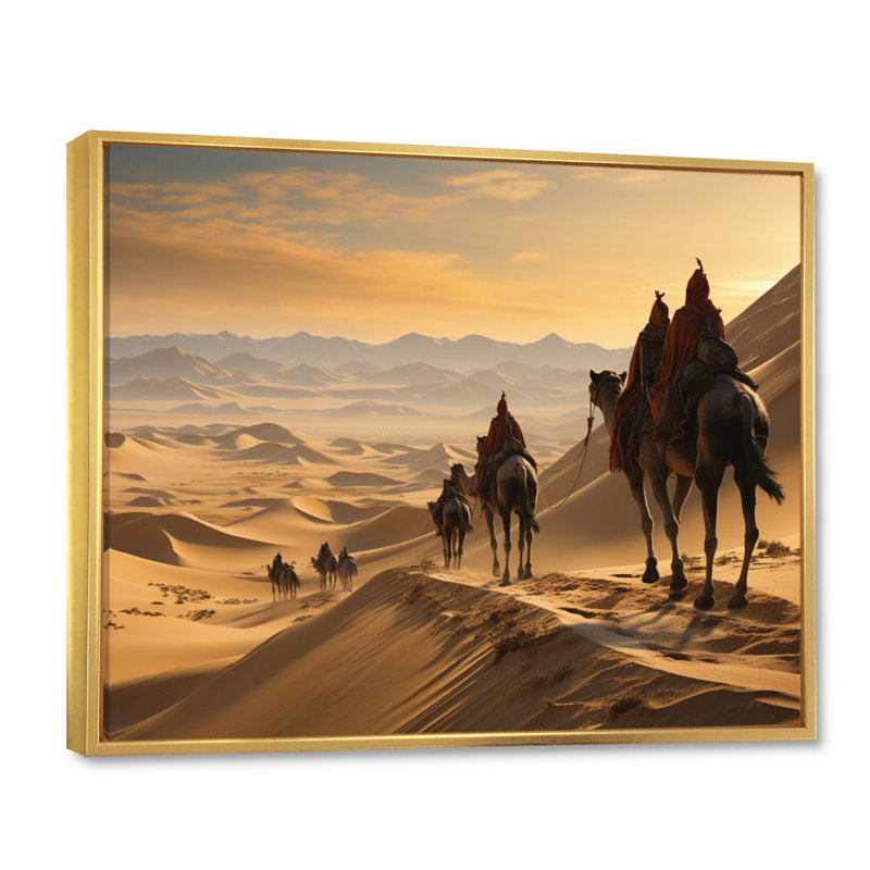 Asian Art Silk Road V, reproduction d'art sur toile, H 24 po x l 32 po x P 1 po, Cadre flottant doré