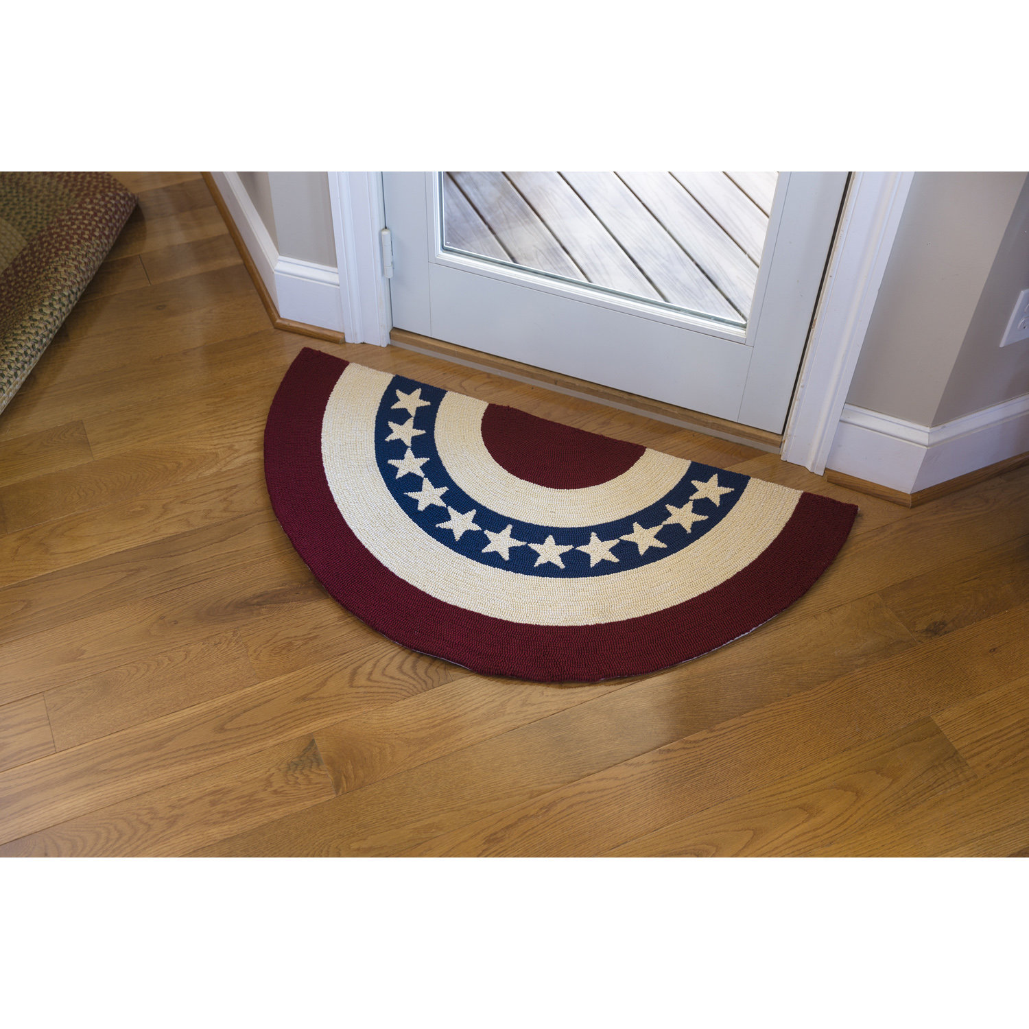 Ebern Designs Indoor/Outdoor Hooked Rug, Star Spangled Americana 24