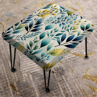 Watercolor Blue Foliage Botanical Pattern - Botanical Rectangle Ottoman