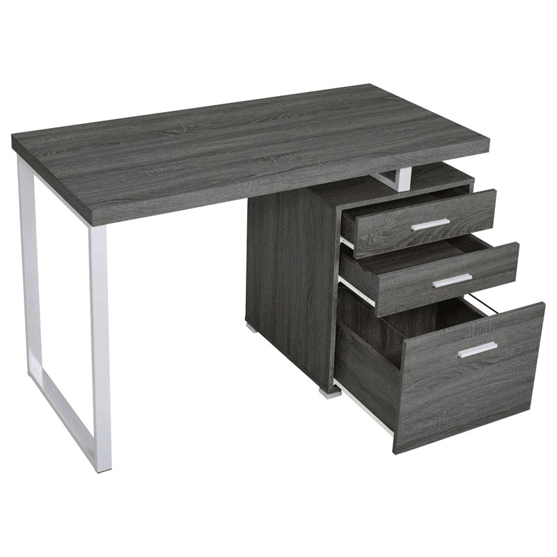 Babken Reversible Desk, Gray/Silver