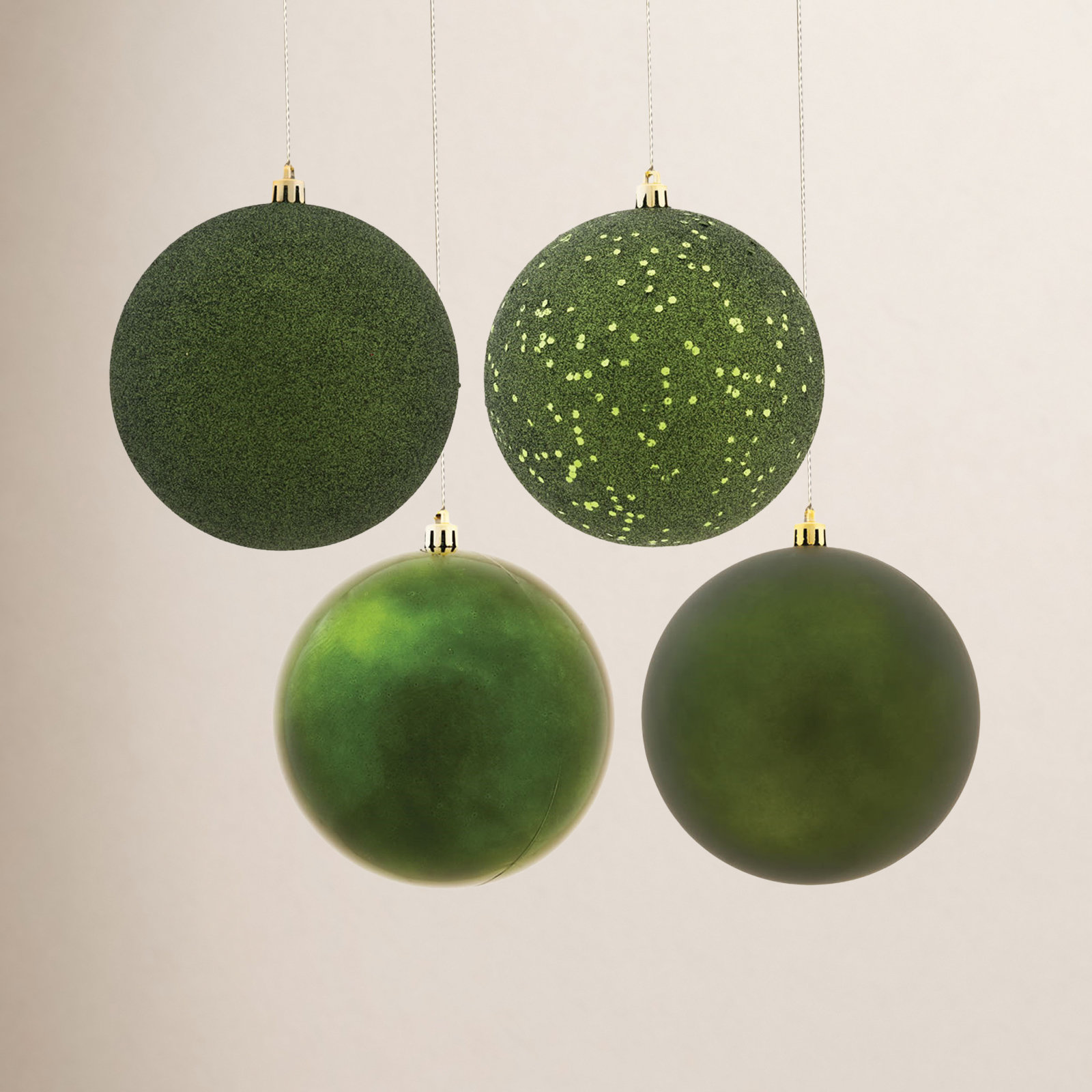 Shatterproof Bauble, 4" H x 4" W x 4" D, Moss Green