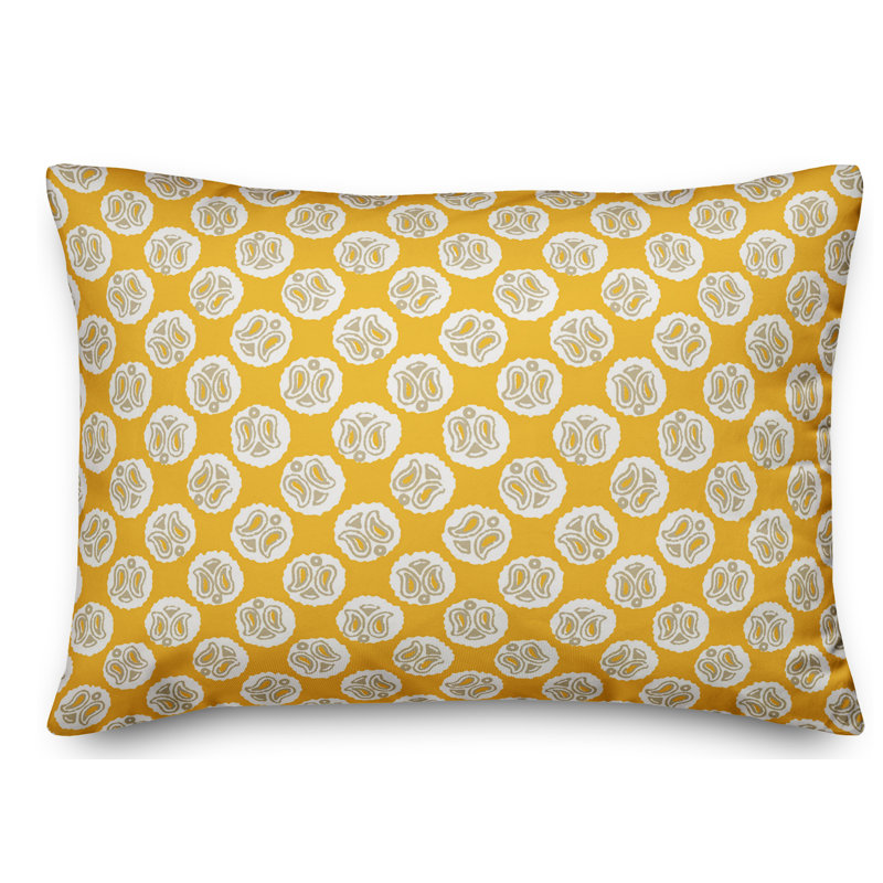 Guardian Angel Geometric Reversible Throw Pillow, Yellow/Gray