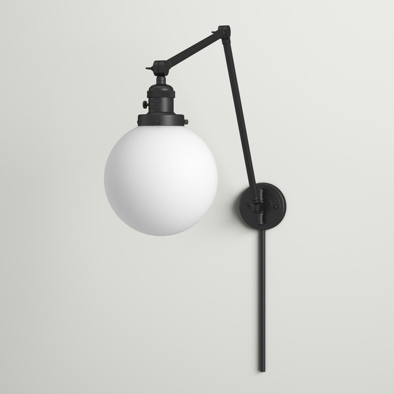 Bras pivotant à brancher et à intensité variable 1 lumière Chippewa, Incandescent, Blanc mat, Noir mat
