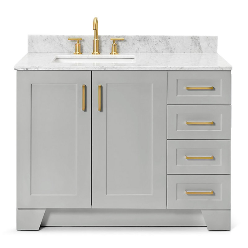 ARIEL TAYLOR 43 IN LEFT OFFSET SINGLE RECTANGLE SINK VANITY, Left , Rectangle, Gray