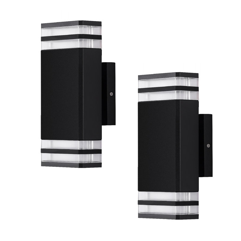 2-Pack 9.8" Modern LED Up and Down Wall Sconce – Aluminum Square Wall Light, IP65 Waterproof