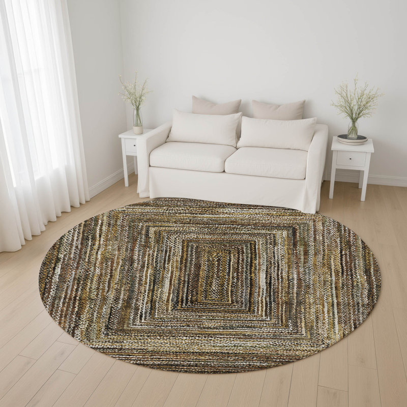 Premium Machine Washable Bucz AMF1725 Geometric Rug, Round 8'
