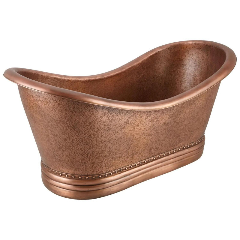 Paige 66" x 32" Pedestal Soaking Copper Bathtub, Chrome