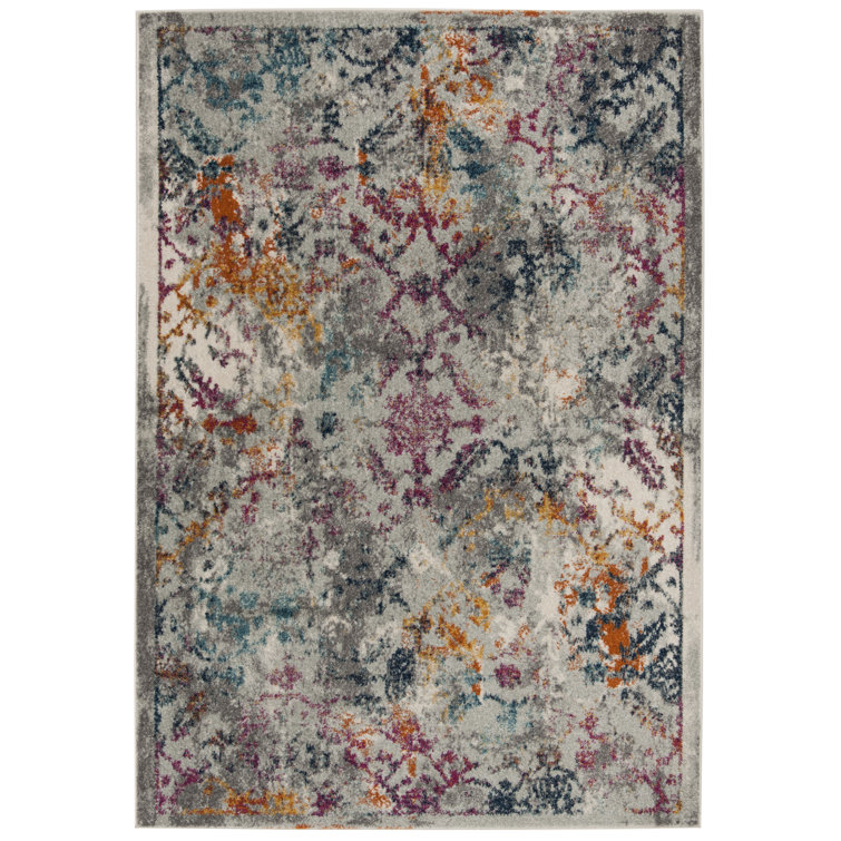 Christa Abstract Light Gray/Fuchsia Area Rug