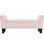 Banc de rangement en velours rose de 55 po avec pieds en bois massif - pour grand décor et siège en mousse