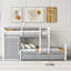  Twin over Twin Loft Bunk Bed with Built-in Ladder, Storage Compartments and Guardrails, Grey-320399287