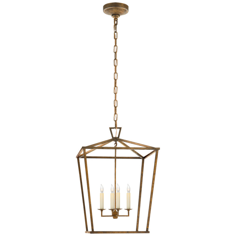 Chapman & Myers Darlana Lantern, 18" H x 12.5" W x 12.5" D, Gilded Iron