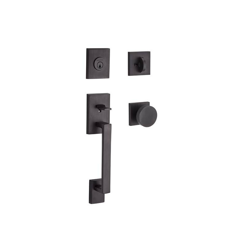 La Jolla Handleset with Single Cylinder Deadbolt and Door Knob and Rosette, Keyed Different, Venetian Bronze, Yes