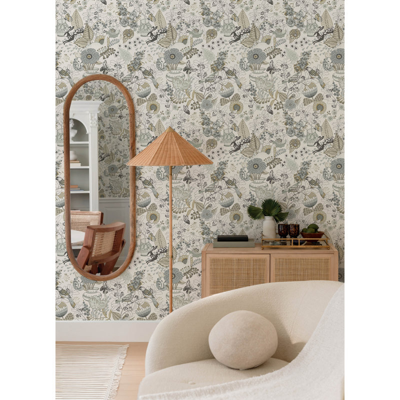 Whimsy Coral Fauna Wallpaper, Blue