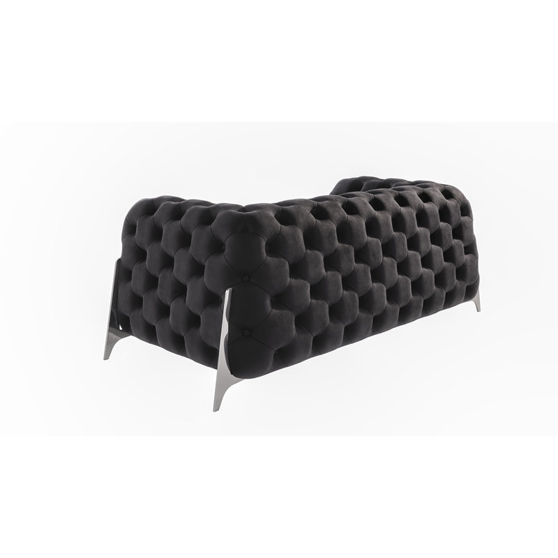 Juneri 2 Seater Velvet Sofa, Black