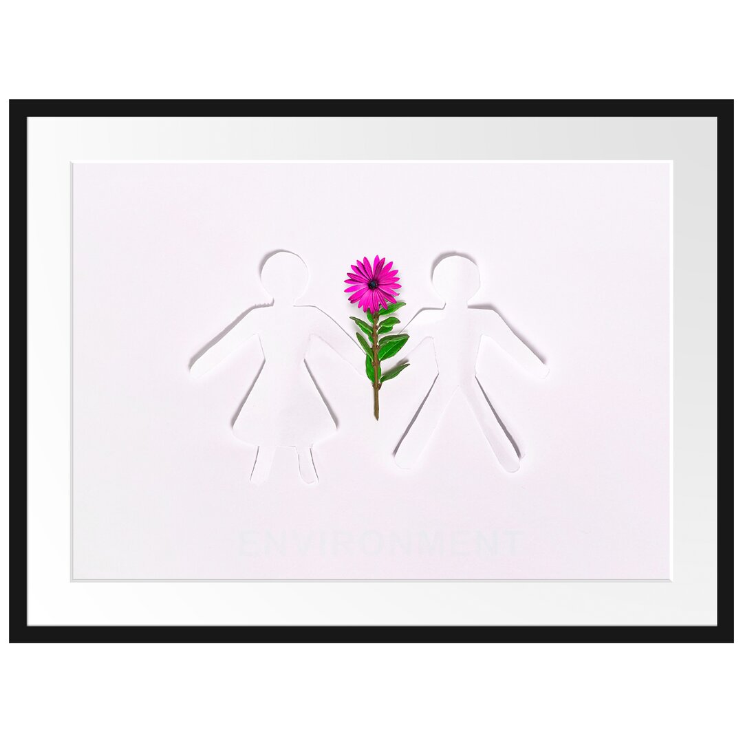 Gerahmtes Poster Pärchen mit Blume