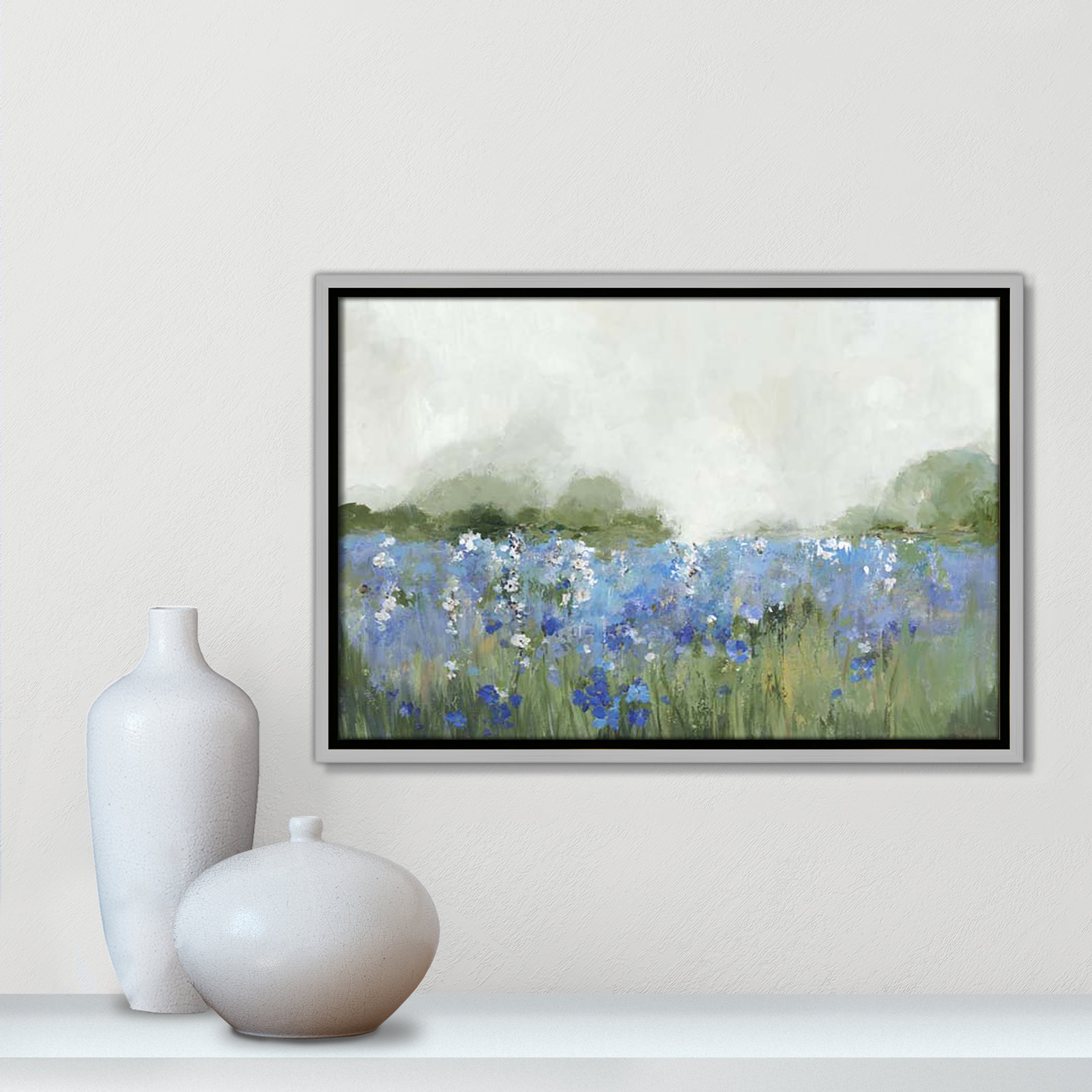 Meadows Bluebels Field "Meadows Bluebells Field" Print, 13.5" H x 19.5" W x 2" D, Silver Framed