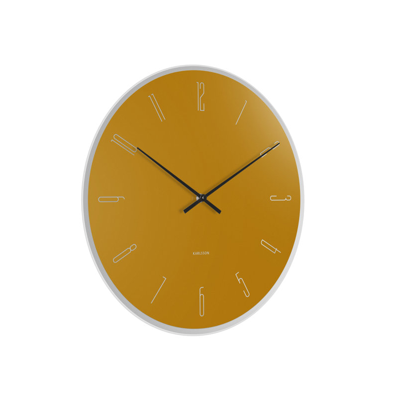 Mirror Glass Wall Clock, Ochre Yellow