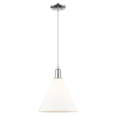 Arcadia - Benston - Mini-luminaire suspendu à cordon 1 lumière 12 po - Finition chrome poli - Abat-jour blanc mat