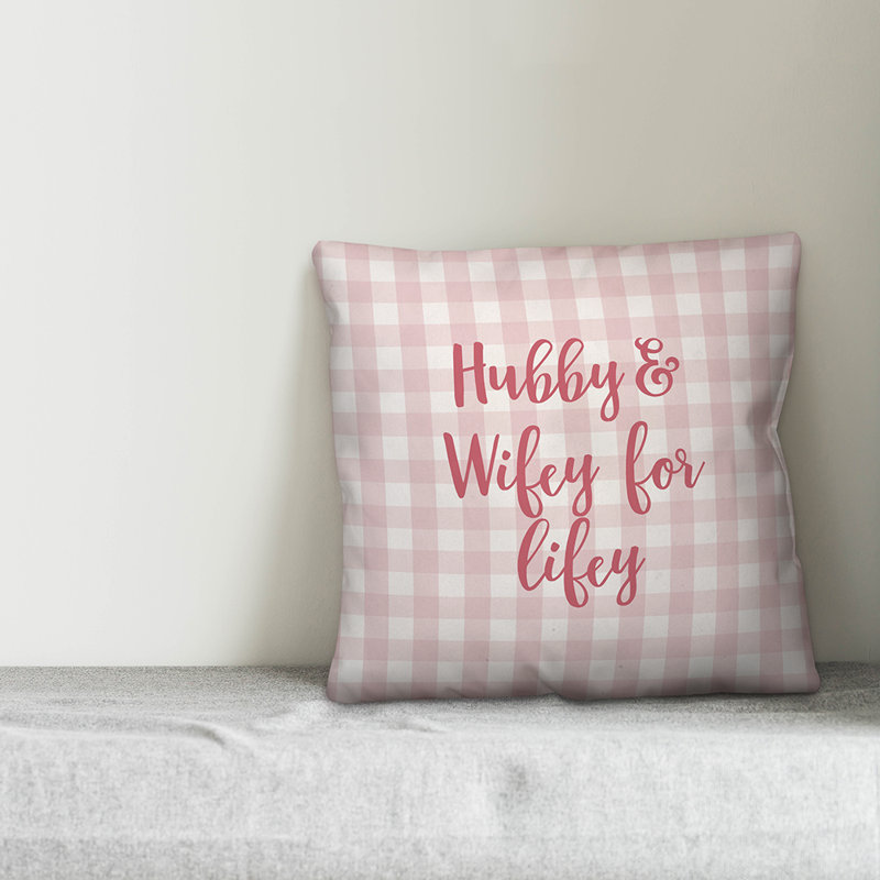  Coussin Hubby and Wifey for Lifey, Coussin décoratif, Rose