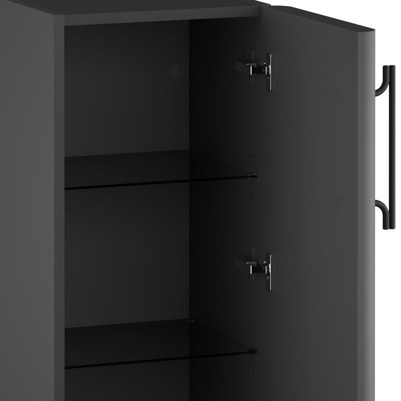 Ashauria Bathroom Cabinet, Right, Onyx Grey Suedette Matt/Black