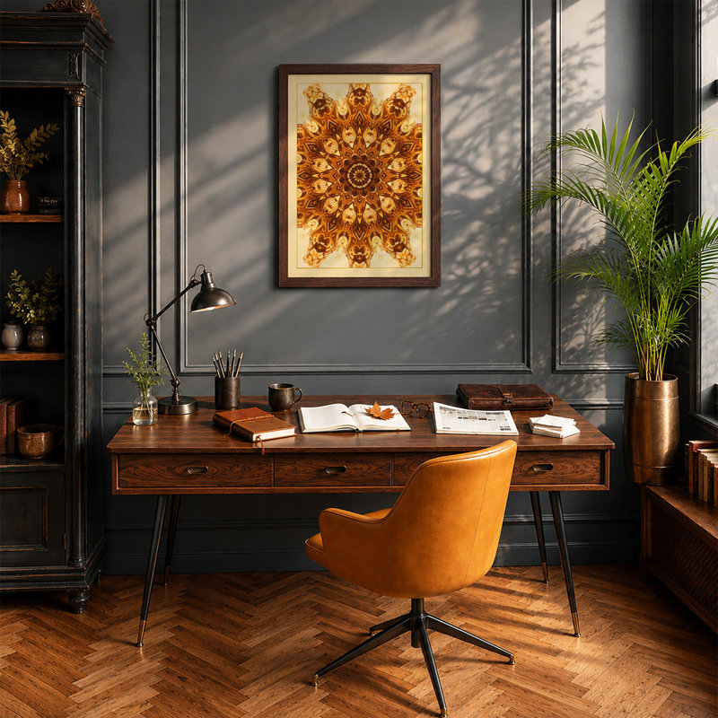 Radiant Mandala Boho - Framed Print, A4 - 29.7 x 21.0 cm, Walnut