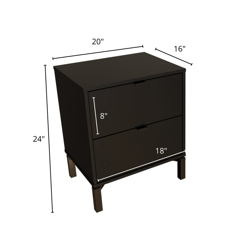Ausencio Particle Board / Chipboard Nightstand, Black