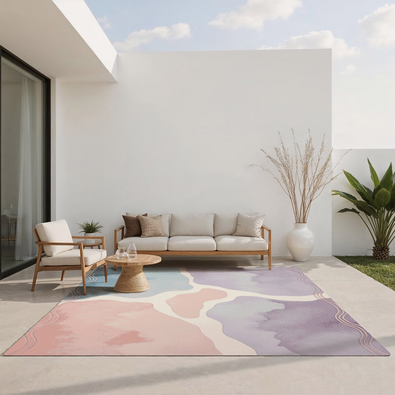 Tapis intérieur et extérieur Calm Cascade, Rectangle 5 pi x 7 pi
