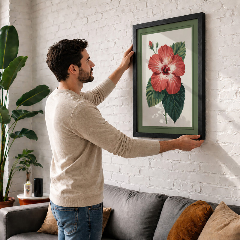 Hibiscus Study Botanical - Framed Print, Unframed, A4 - 29.7 x 21.0 cm