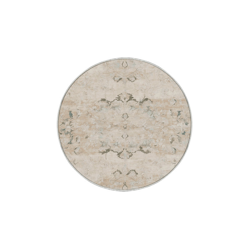 Tapis beige lavable à la machine GSIX03673, Rond 5 pi