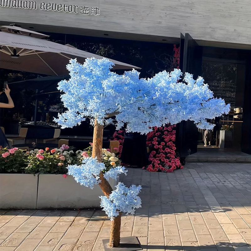Arbre de fleur de cerisier artificiel lilas bleu pour décoration d'arche de mariage décoration de 6 pi 4,6 pi
