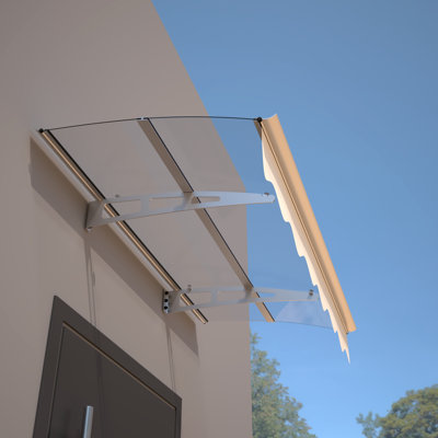 Auvent de porte-fenêtre 59 po x 34 po - Polycarbonate et aluminium, résistant à la chaleur et à la pluie, moderne et antirouille