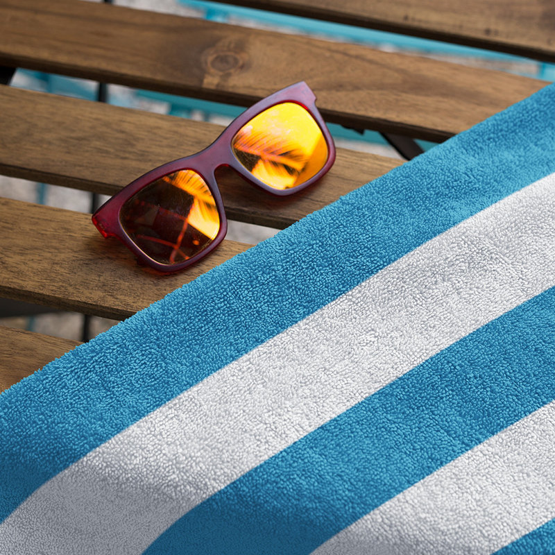 Serviette de plage Arkwright California Cabana 100% coton 30 x 70 (paquet de 4), Bleu