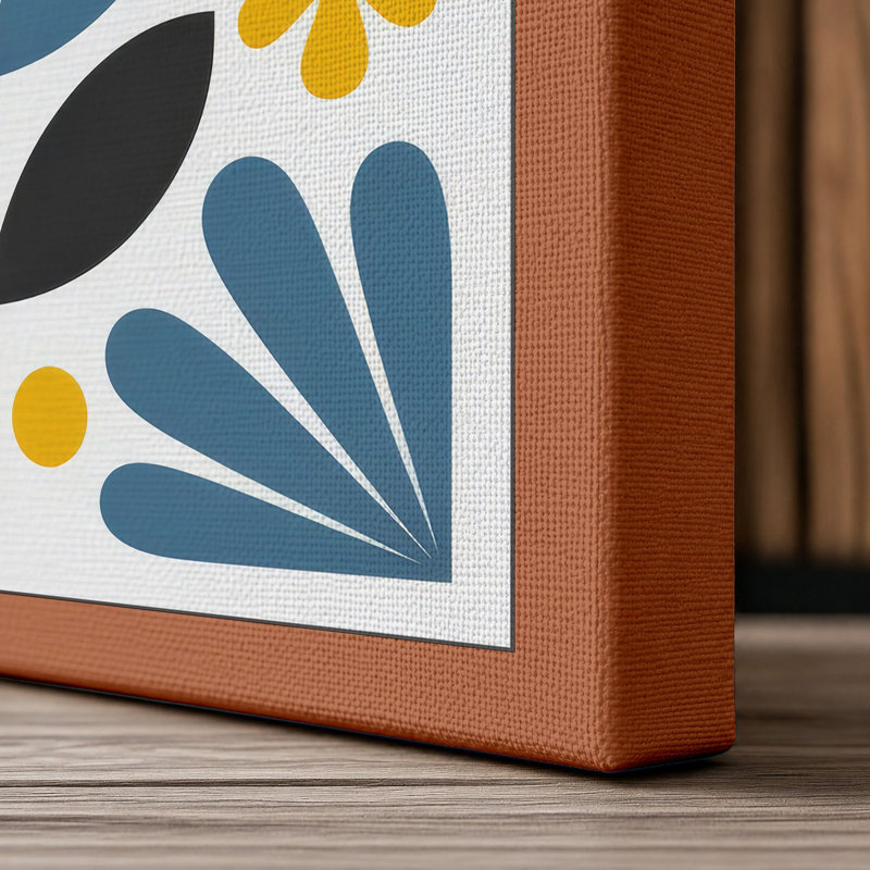 Sunburst Symmetry Botanical - Wrapped Canvas, 18x12 - 45.7 x 30.5 cm, Terracotta Border