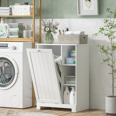 Armoire à linge avec panier amovible, panier à linge inclinable