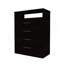 Commode Continental, plateau supérieur, quatre tiroirs, une tablette - noir