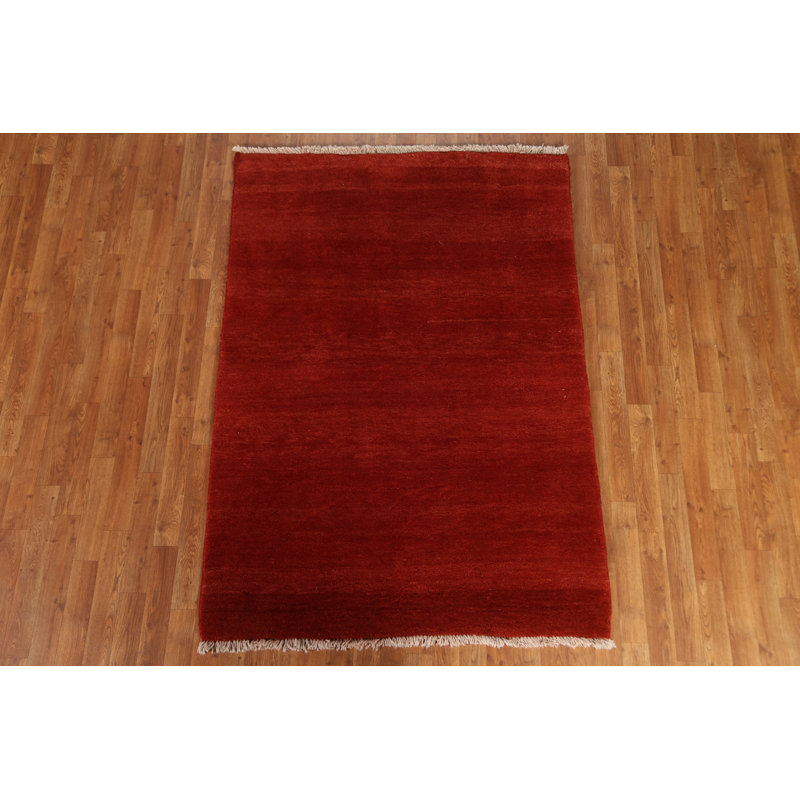 One-of-a-Kind Rectangle 4'3'' X 6'1'' New Age Wool Area Rug in Rust
