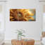 Ensemble de 3 tableaux muraux sur toile tendue représentant un tournesol en gros plan-2024493598