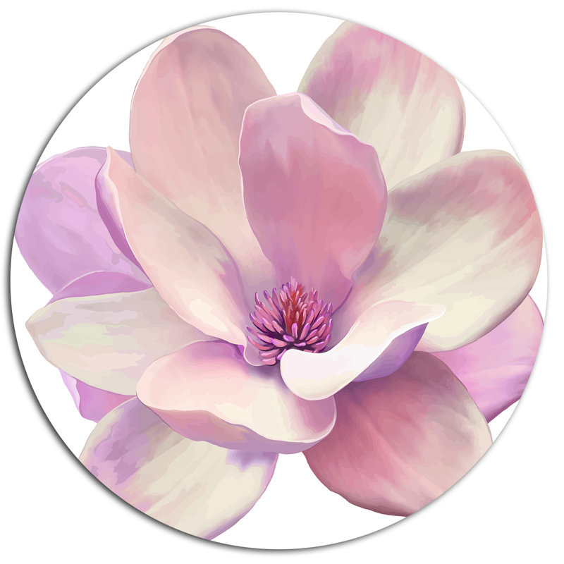 «Cute Light Pink Magnolia Flower», reproduction de peinture à l'huile sur métal, H 36 po x l 36 po