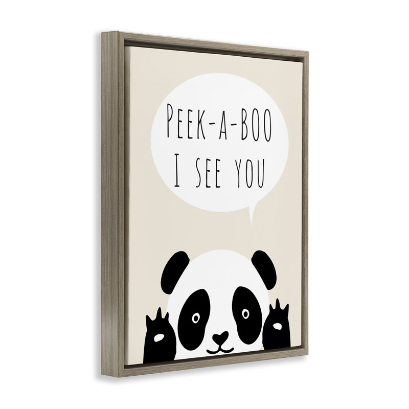 Cadre flottant Peek-a-Boo Panda Bear, design par Chen Alyesh, H 21 po x l 17 po, Cadre flottant orme Montalcino