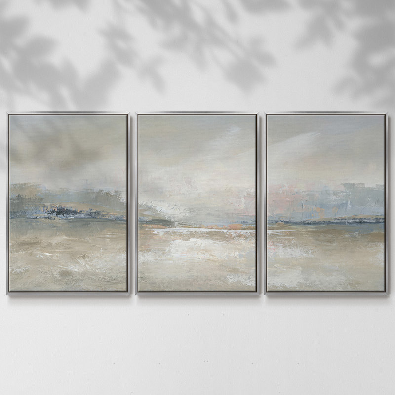 Horizon Haze - Toile encadrée à pièces multiples - 47276C, Encadrement argenté, H 40 po x l 78 po x P 2 po