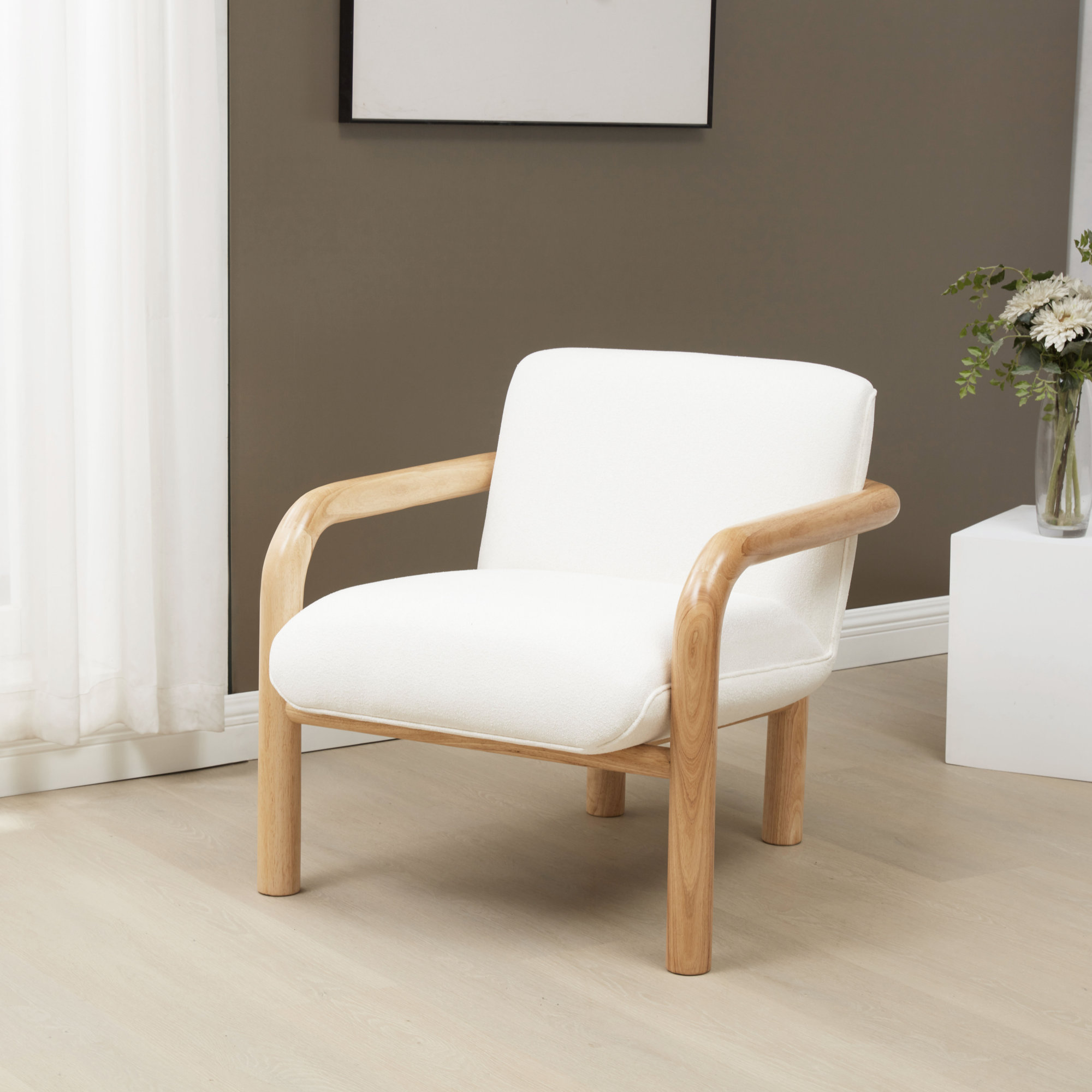 Reyer Boucle Accent Chair, Ivory
