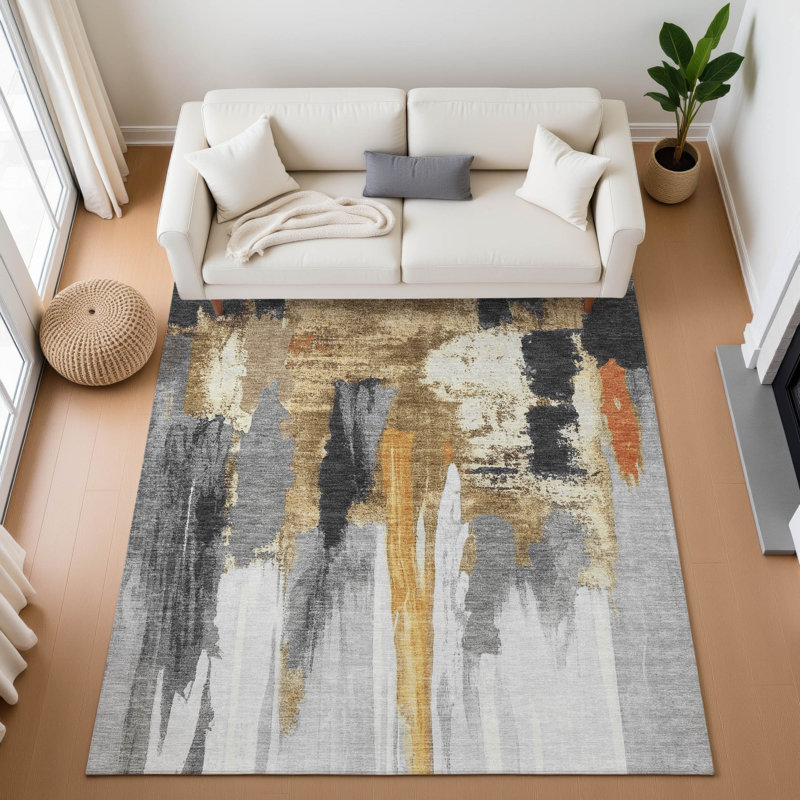 Premium Machine Washable Mouton AMF1979 Abstract Rug, Rectangle 8' x 10'