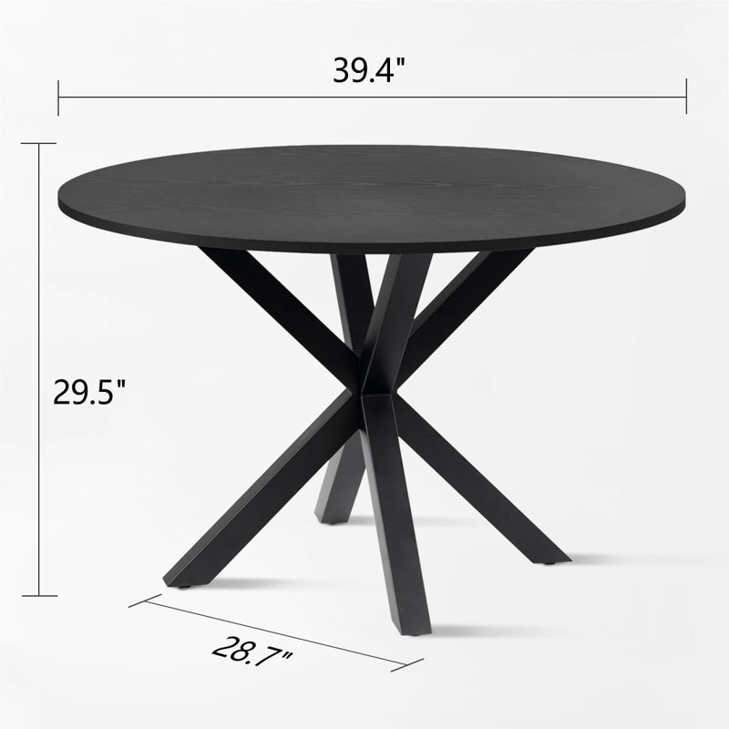 Table de salle à manger 39,4 po, Noir, noir, noir, noir