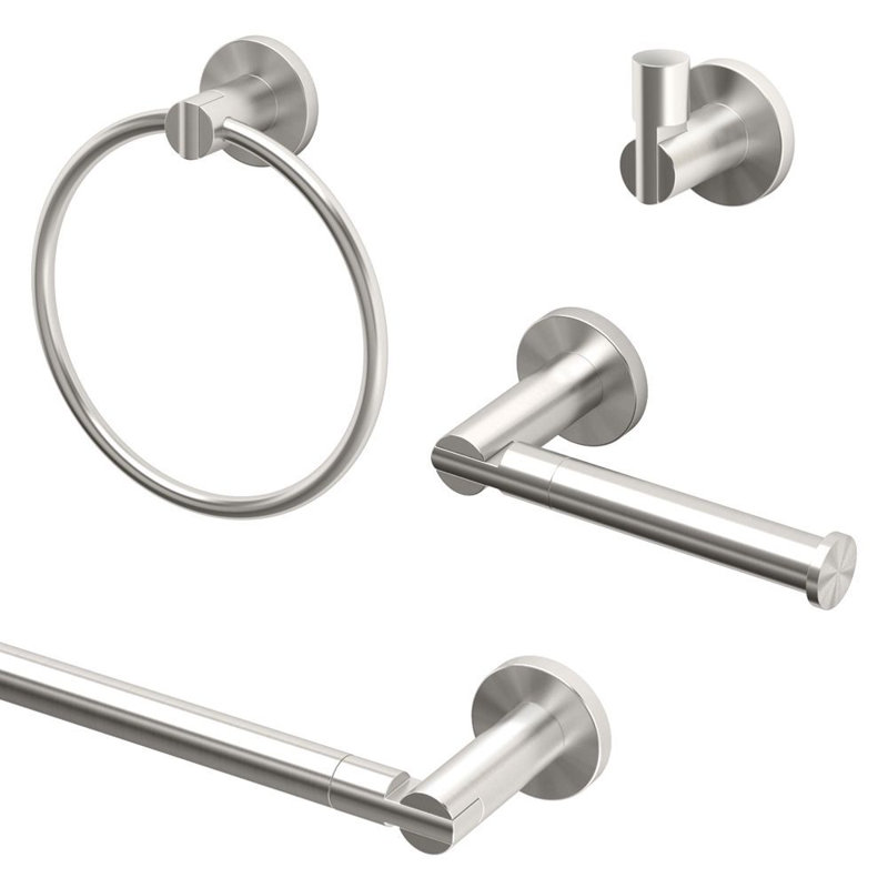 Ensemble de quincaillerie de salle de bain 4 pièces Channel, Nickel satiné