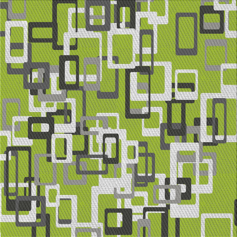 Tapis à motif géométrique vert, Carré 7 pi