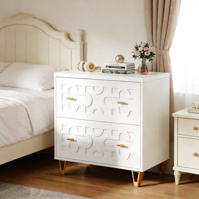 Classeur blanc Nordic, deux tiroirs spacieux, tiges de suspension réglables, grand classeur pour articles multifonctionnel avec style, tiroirs au design sécuritaire et silencieux, bureau idéal