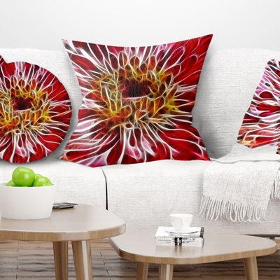 Coussin décoratif à imprimé floral rouge foncé