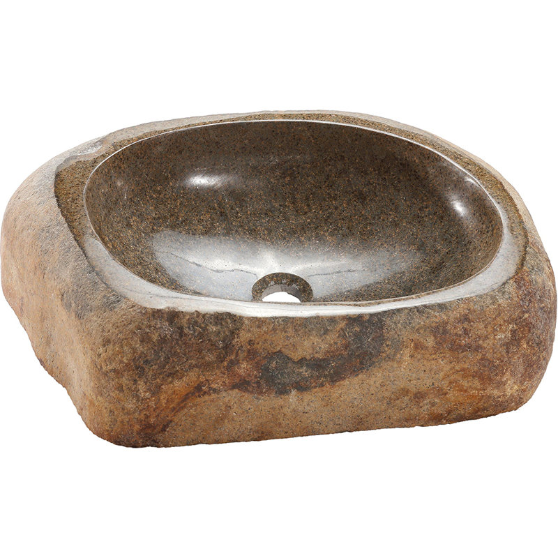 Lavabo de salle de bain vasque circulaire en pierre avec trop-plein Elm Bough